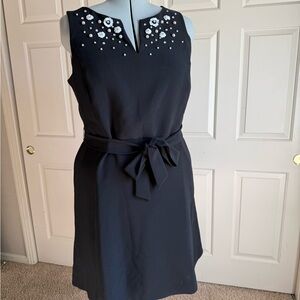 Roz & Ali Black Sleeveless Embellished Belted Dress Size 24